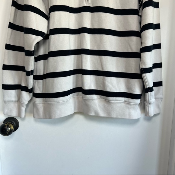 Abercrombie & Fitch White Black Stripe Half Zip Up Pullover, Size Large. - Picture 6 of 11